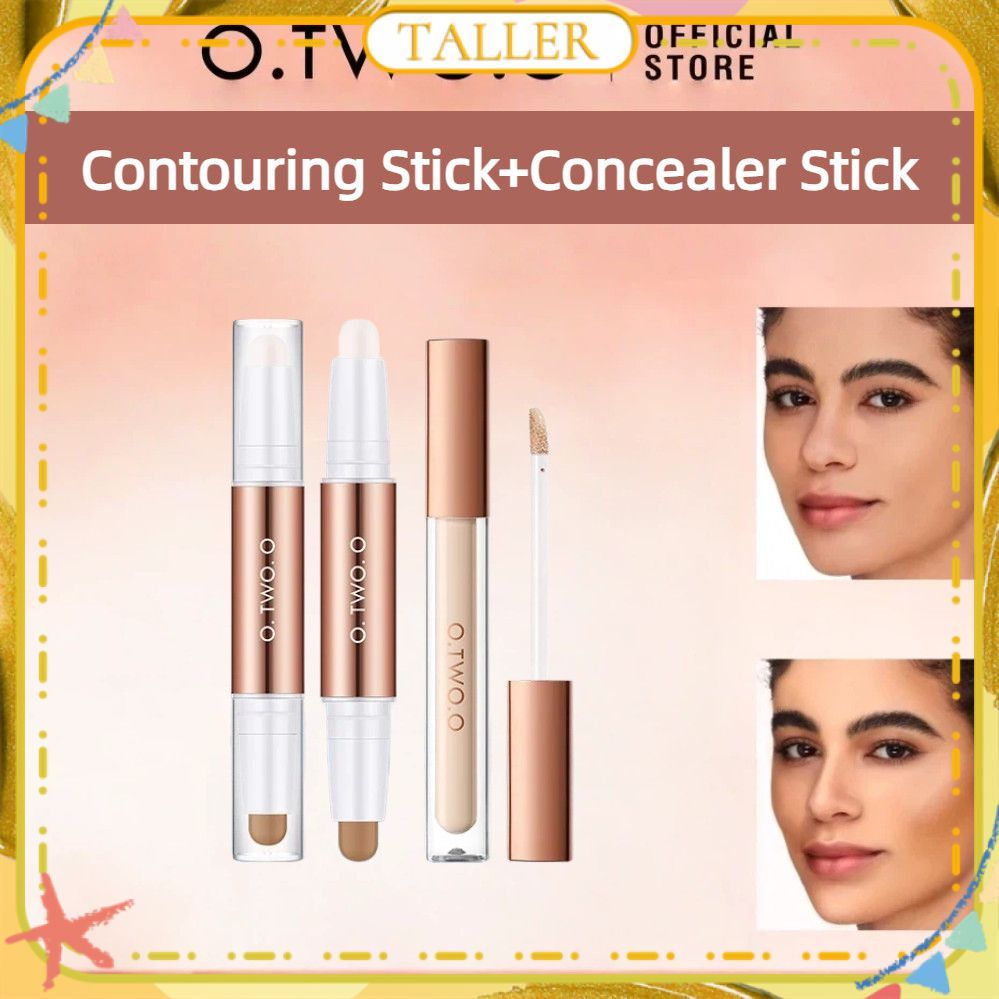 ✧พร้อมส่ง O.two.o 2 ชิ้น/1 เซ็ต คอนซีลเลอร์รองพื้น + คอนทัวร์สติ๊ก 3 มิติ 2 In 1 ไฮไลท์และคอนทัวร์ ต