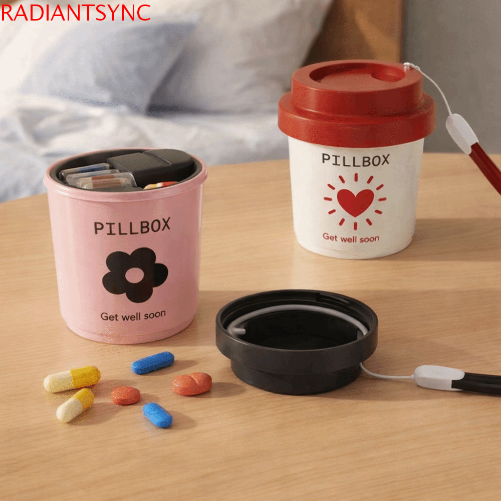 RADIANTSYNC กล่องยารูปร่างถ้วย,ปิดผนึก 3 กริดกล่องเก็บยา,พลาสติก Damp-proof ปฏิบัติความจุขนาดใหญ่วิตามิน Organizer Travel