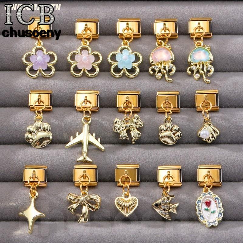 จี้สีทองโบว์อิตาลีและสร้อยข้อมือสแตนเลส 9 มิลลิเมตร เพิ่มเสน่ห์และความโดดเด่นให้แก่คุณ