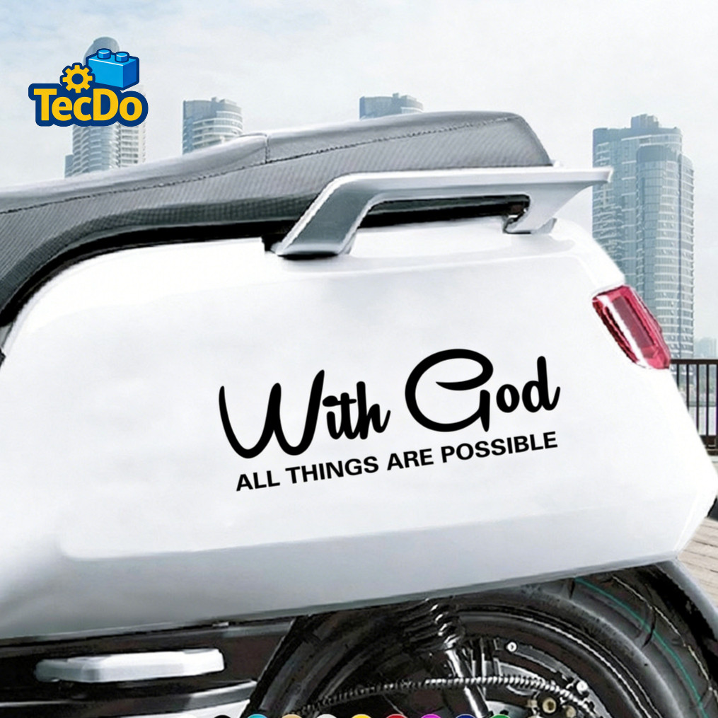 ด้วย God All Things Are Posible Sticker for Car Sticker and Decals Waterproof Christian Sticker สติ๊กเกอร์มอเตอร์ไซค์