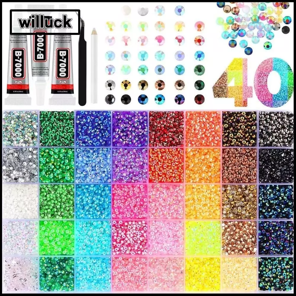 WILLUCK เรซิ่น Rhinestone ชุด, หลากสี DIY ตกแต่ง Jelly Rhinestones, เพชรศิลปะประกายหัตถกรรมอุปกรณ์ Bedazzling Rhinestones สําหรับอุปกรณ์แต่งหน้า