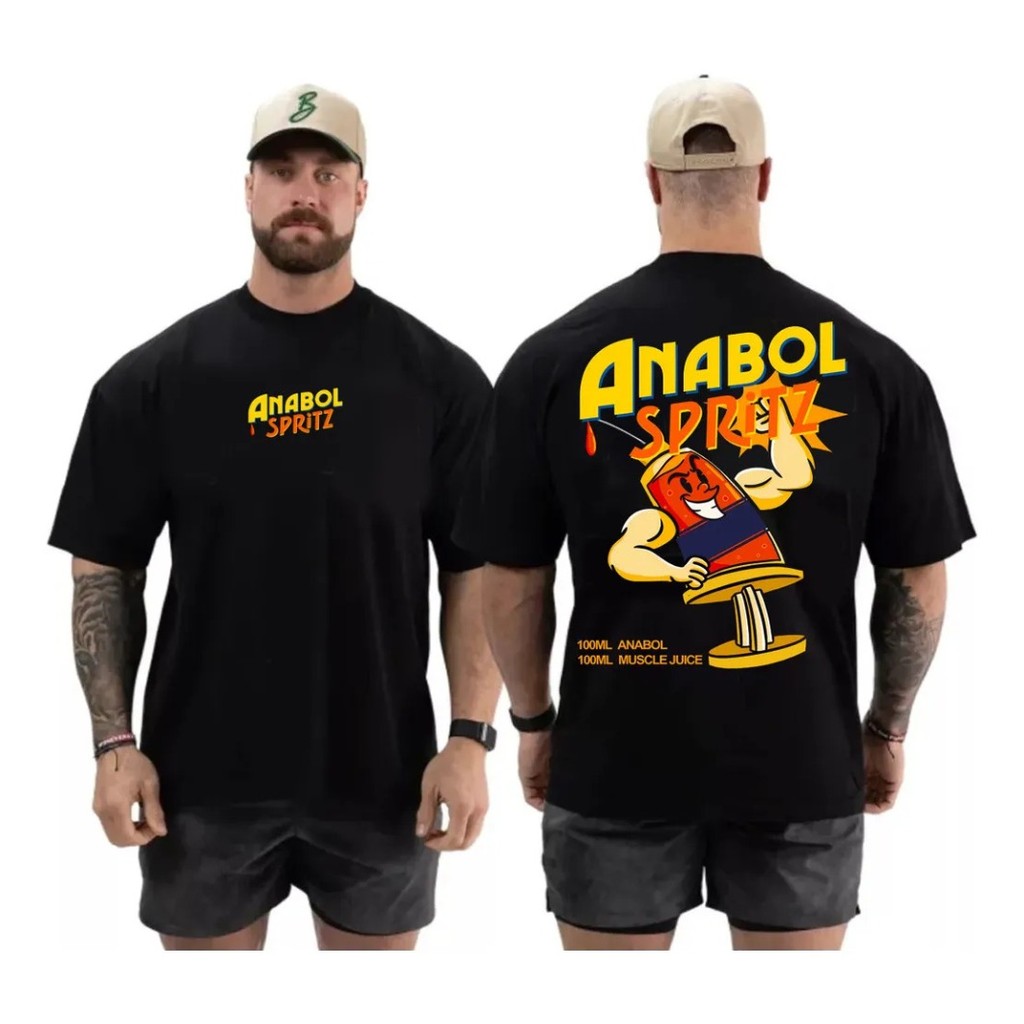 Anabol Spritz Fitness Muscle Gain เสื้อยืดแขนสั้น 100% คอotton ใส่สบายและระบายอากาศได้ดี