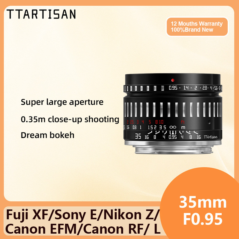 TTArtisan 35 มม.F0.95 MF APS-C เลนส์มือหมุนรูรับแสงขนาดใหญ่สําหรับ Sony E ZVE10 II Fuji XF XE5 Nikon