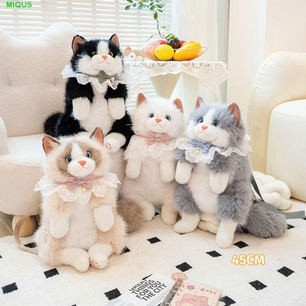 เหมียว จําลองหุ่นแมวกระเป๋าเป้สะพายหลัง,น่ารักตุ๊กตาสัตว์ตุ๊กตาแมวกระเป๋านักเรียน,ก่อนวัยเรียนสุดสมจริงการจัดเก็บการเดินทางการ์ตูนสัตว์กระเป๋าตุ๊กตาชายห