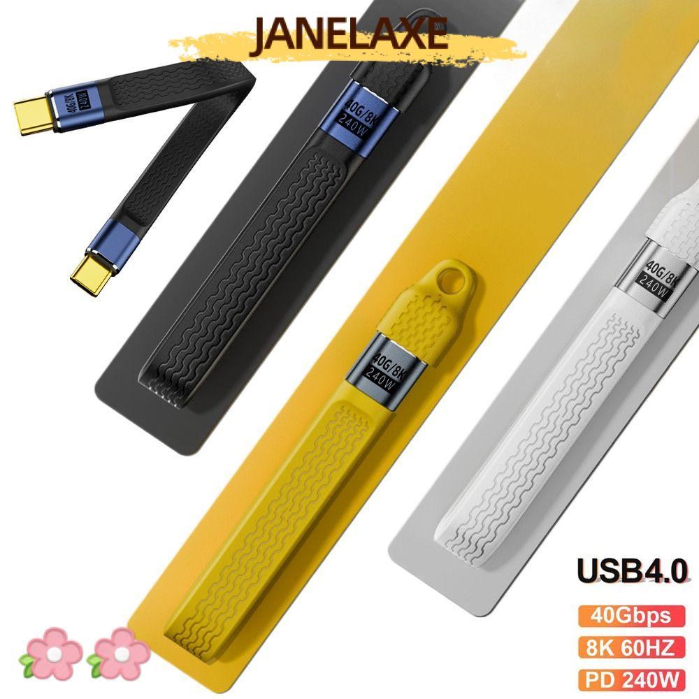 JANELAXE932JN สายเคเบิลข้อมูล USB-C, PD 240W สั้น USB4 Type-C, Universal ยืดหยุ่น 40Gbps Full-Functi