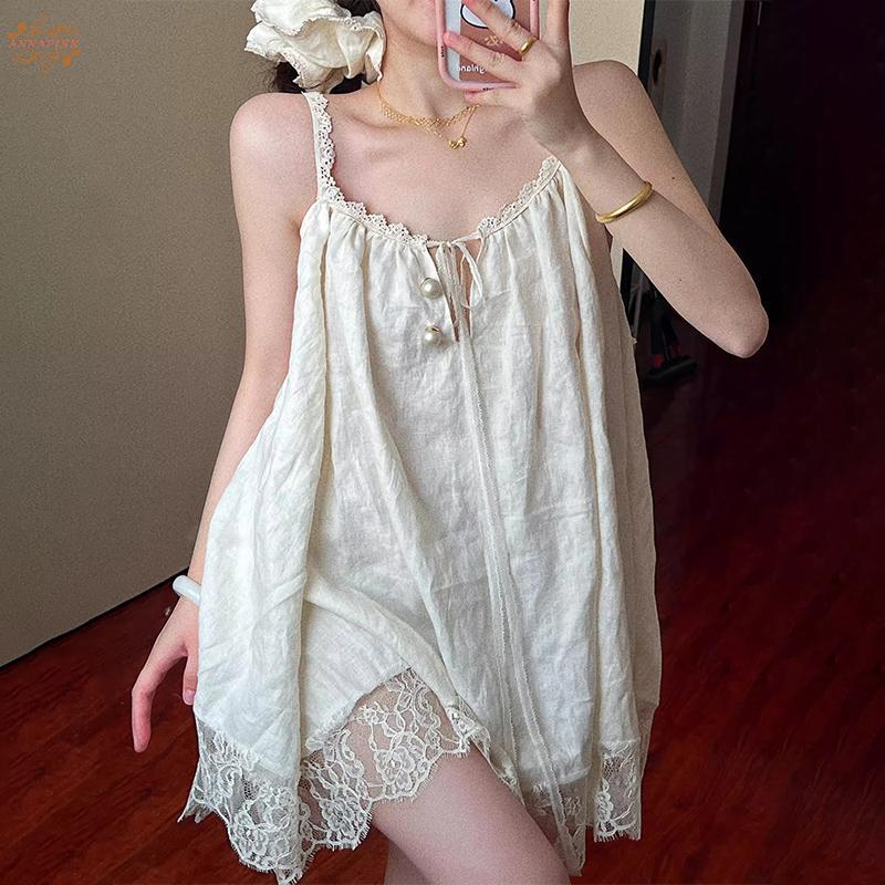 ชุดเดรสสายเดี่ยว Ank Beach ออกแบบbabydoll ลายlace สะดวกสบายสำหรับการเดินทางหรือใส่ภายในบ้าน