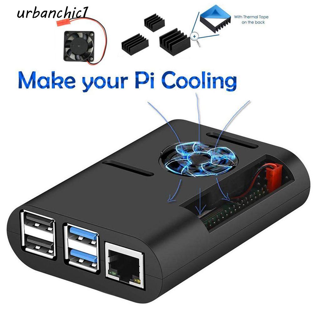 URBANCHIC Case ASB 3 in 1 Cooler สําหรับ Raspberry Pi 4 รุ่น B, Pi 4B, Pi 4 Black Shell