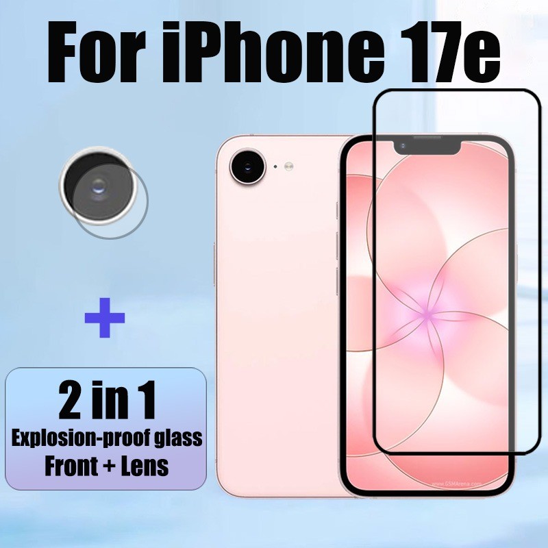2 in 1 กระจกนิรภัย HD ป้องกันหน้าจอสําหรับ iPhone 17e 17 Pro Air 16e 16 14 13 15 Max Plus ป้องกันฟิล