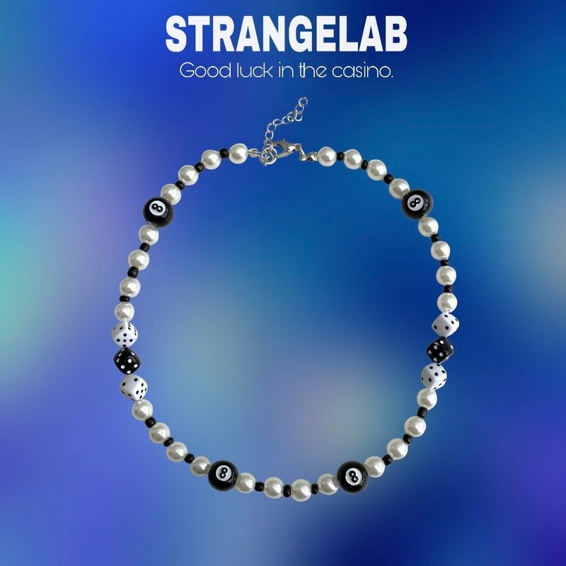 สร้อยลูกปัด Abi Youth Ins Hot A8ลูกบอลสีดำลูกเต๋าลูกปัดสร้อยคอสาวมุก choker สร้อยคอจัดส่งฟรี