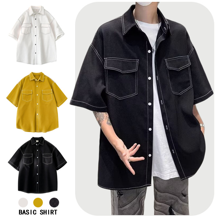 ฤดูร้อนญี่ปุ่นย้อนยุคเปิดสายออกแบบเสื้อแขนสั้นผู้ชาย