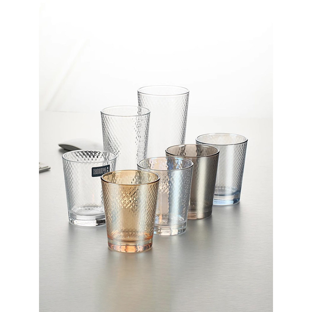 แก้วใส แก้วมัทฉะใส ROUPA ถ้วยน้ำ Luopai แก้วนิรภัยพิมพ์ค้อนอุณหภูมิสูงใหม่แก้ววิสกี้ใสลาย S ถ้วยชา X