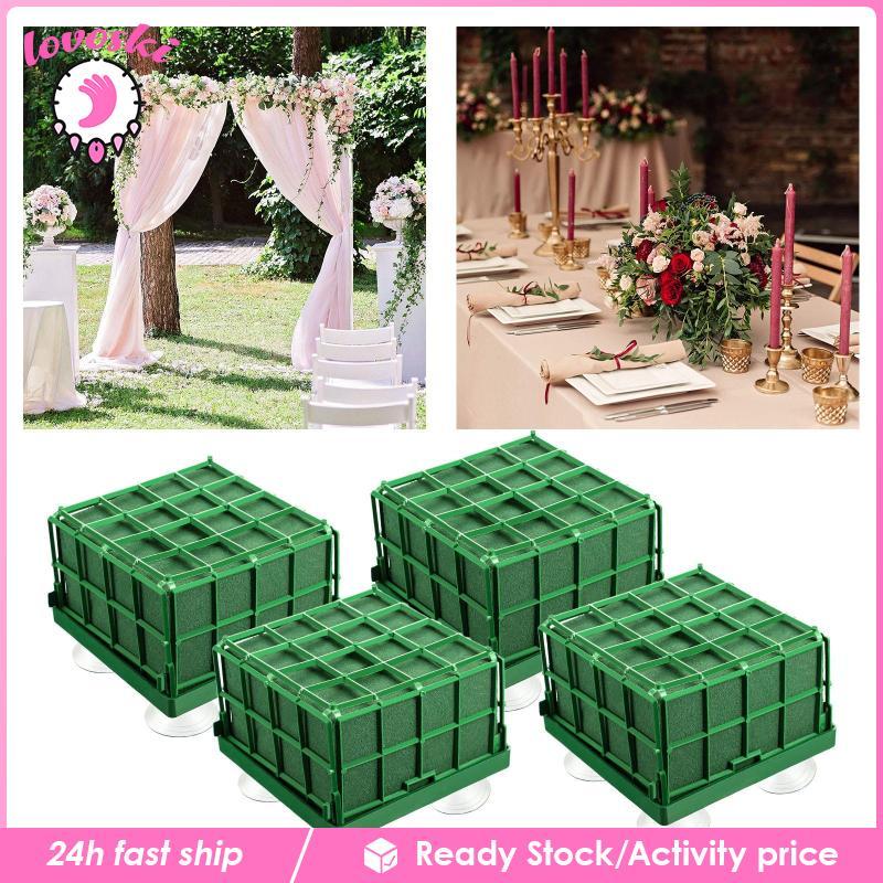 [Lovoski] 4x Square Floral Foam Bricks Plants Flower Holder Dispaly Green Foam Blocks