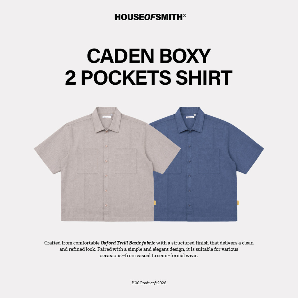 KEMEJA House of Smith Mens Boxy Shirt - Caden Boxy 2 Pockets Shirt - Boxy Shirt