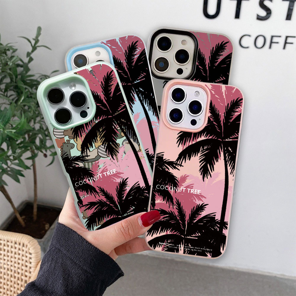 สีชมพูมะพร้าว Tree Case 2 in 1 สําหรับ iPhone 17 17 Air 16 15 Pro Max 14 Plus 11 12 13 iPhoneX Xs Ma