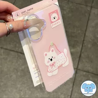 เคสไอโฟน 17 16 13 สำหรับ IPhone 17 13 15 16 11 14 12 Pro Max 15 16 14 Plus เคสIMD ลายสุนัขจุดโบว์สีพาสเทลน่ารักฮิต