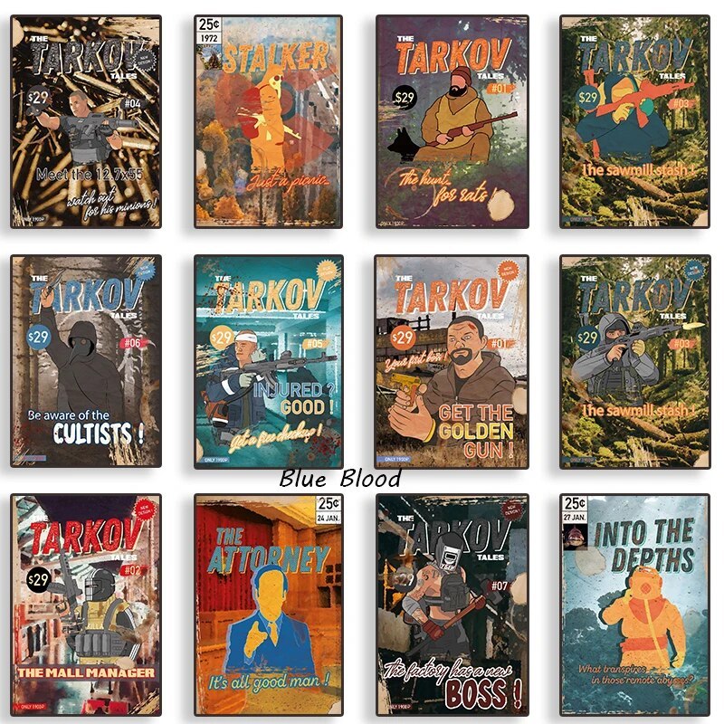 Vintage Comic Tarkov Tales โปสเตอร์ผ้าใบ Wall Art สําหรับห้องนั่งเล่นตกแต่งบ้านคลาสสิกการ์ตูนพิมพ์ภา