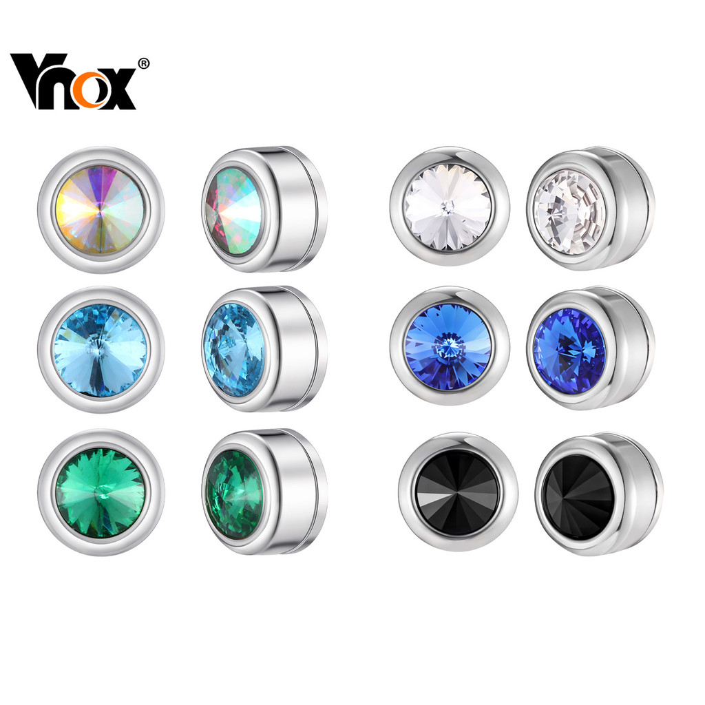 VNOX วีน็อกซ์ ต่างหูแม่เหล็กสีขาวสแตนเลส สำหรับผู้ชาย เหมาะสำหรับเป็นของขวัญ