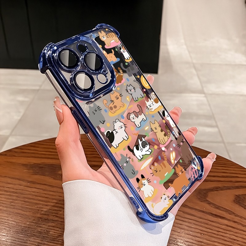 ชัดเจน เคส สำหรับ Xiaomi Redmi note 17 15 14 13 12 pro plus max 14C 15C หรูหราพรีเมี่ยมแมวน่ารักโปร่งใสชุบกันกระแทกกรณีโทรศัพท์นุ่ม