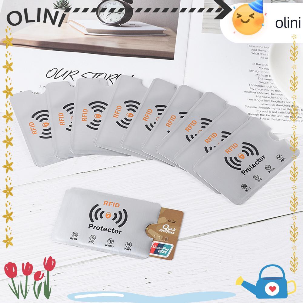 OLINI 10 ชิ้น กระเป๋าสตางค์ป้องกัน RFID และการ์ดสมาร์ท RFID blocking