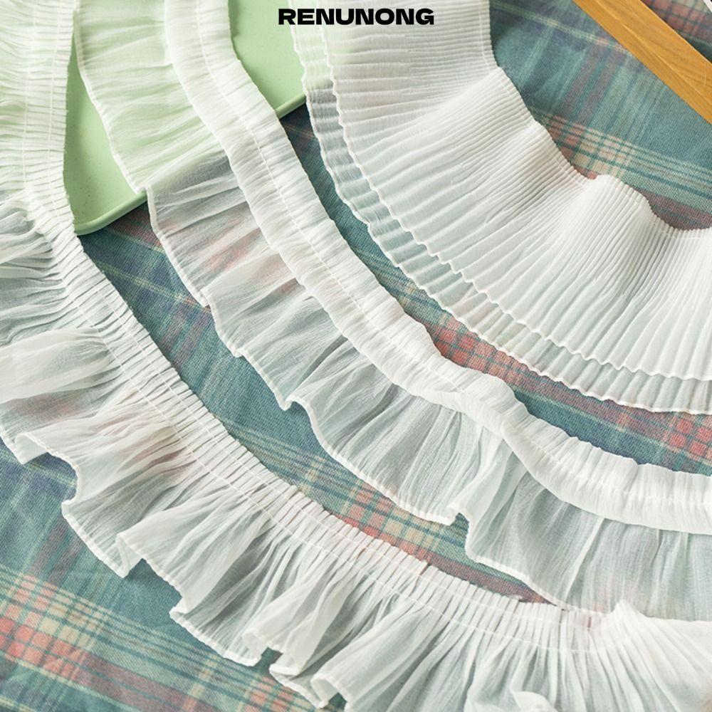 RENUNONG ชีฟองลูกไม้ Trims, ชีฟอง 2Yards Ruffled Lace Trims, กว้าง 9-12 ซม. ผ้าชีฟอง