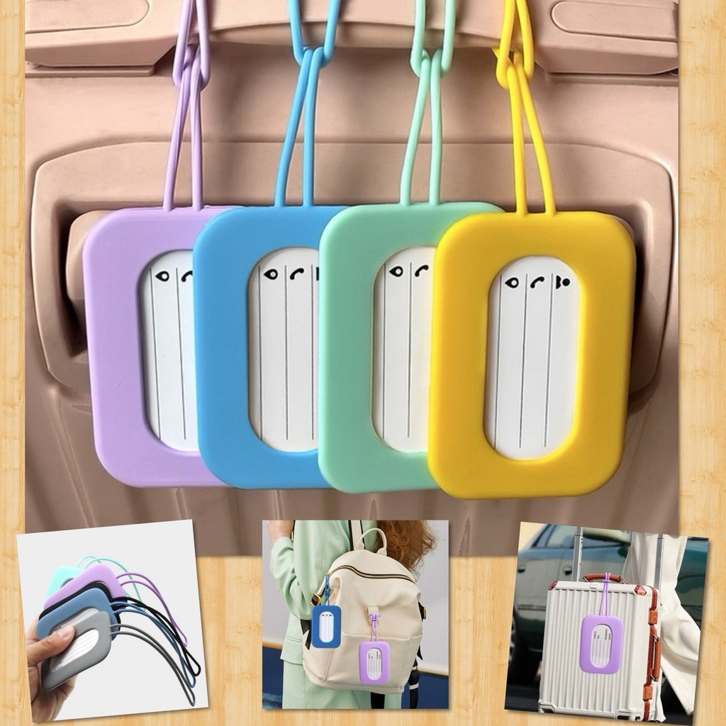 💕 ป้าย ติดกระเป๋า เดินทาง Tag ป้ายชื่อ ป้ายห้อย แท็ก กระเป๋า Luggage tag ซิลิโคน พร้อม สายคล้อง ป้องกันการสูญหาย 💕