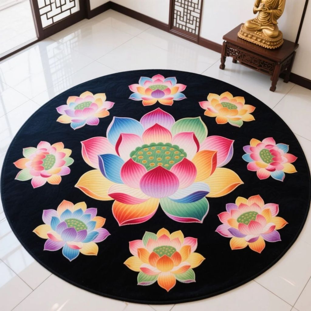 คริสตัลกํามะหยี่พรมสไตล์จีนเก้าโลตัสการทําสมาธิการทําสมาธิเสื่อครัวเรือนพุทธวัดเสื่อเท้าวัดบิ๊กพระรา