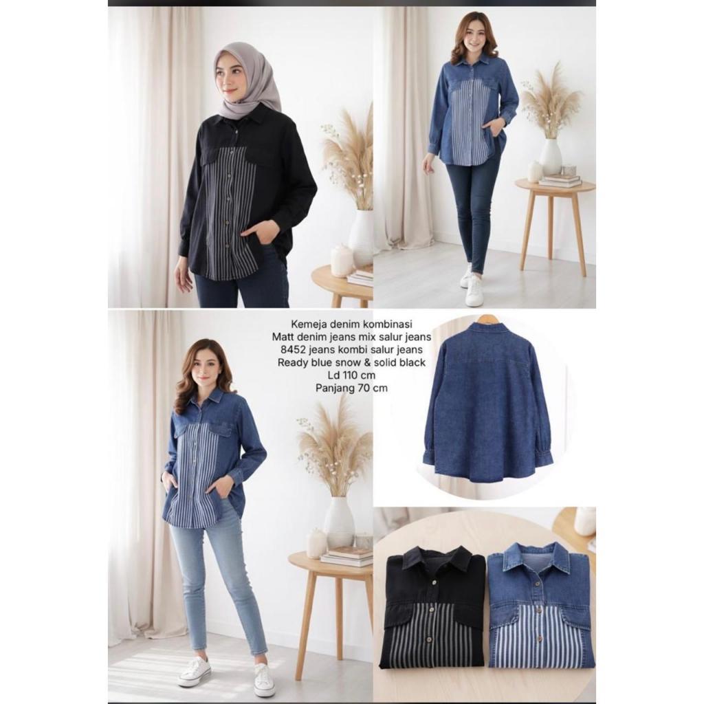 KEMEJA CALVEN DENIM SHIRT / DENIM SHIRT COMBINATION MIX STRIP JEANS 8452