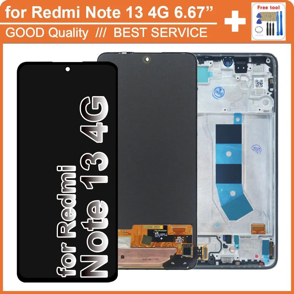 ทดสอบ AMOLED LCD สําหรับ Xiaomi Redmi หมายเหตุ 13 4G 23129RAA4G จอแสดงผล LCD หน้าจอสัมผัสเปลี่ยนกรอบ