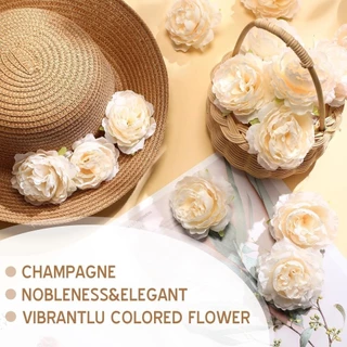 5/20/40/50 ชิ้น Faux ดอกไม้หัวชุดแชมเปญประดิษฐ์ดอกไม้หัวปลอม Peony Daisy Rose ดอกไม้ Multicolor ผ้าไหมสําหรับ Craft Garland งานแต่งงาน DIY Graduation Decor
