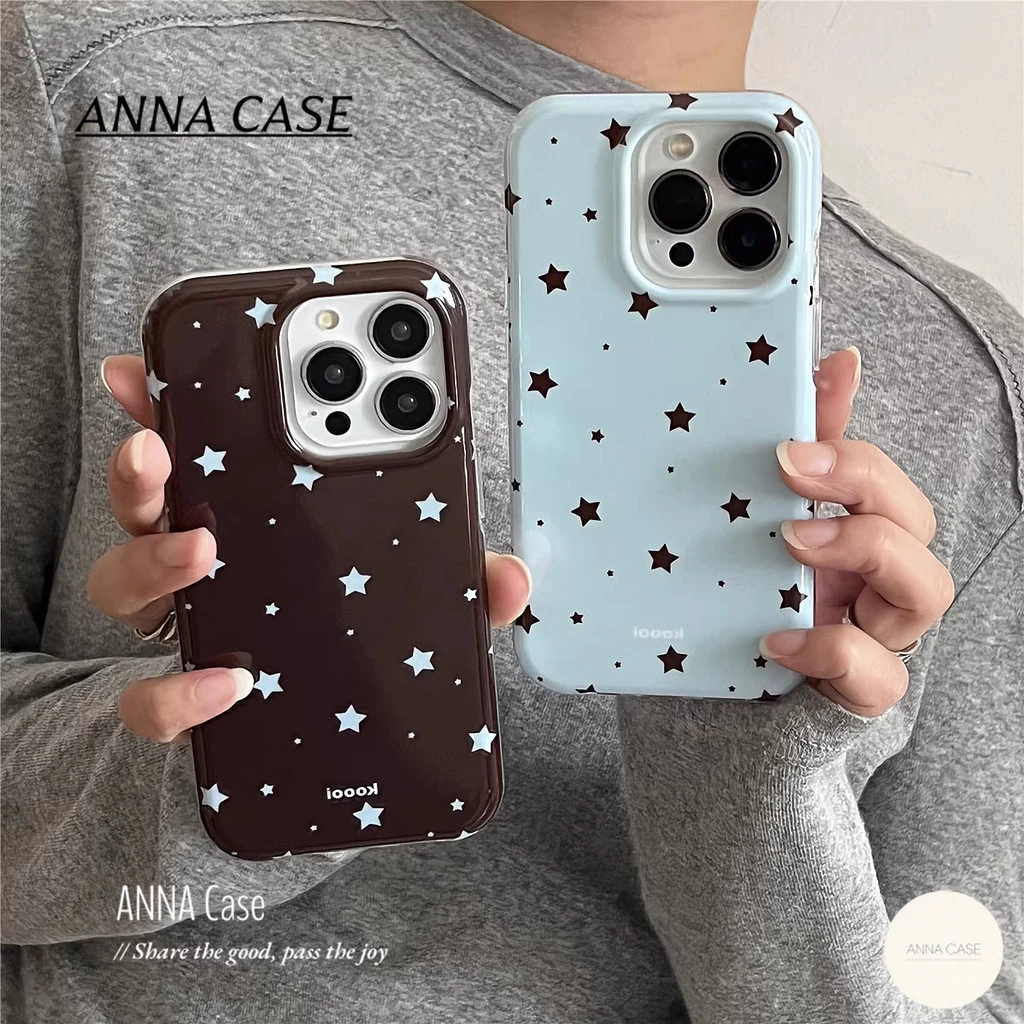 เคส iPhone IMD ลายดาว แฟชั่น สีน้ำตาล/น้ำเงิน