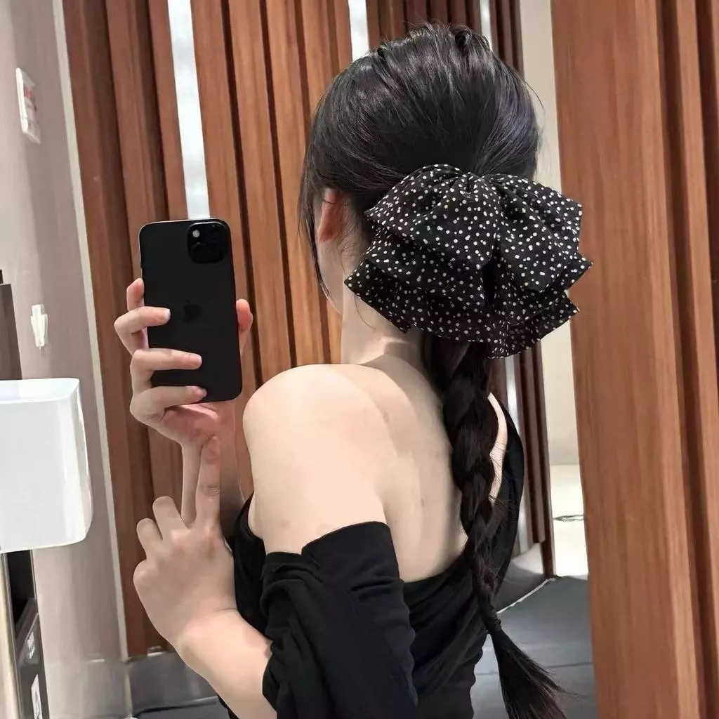 กิ๊บหนีบผม โบว์ลายจุด (ไซส์เล็ก) หนีบครึ่งหัว สไตล์เกาหลี วินเทจ ลุคคุณหนู แมทช์ง่าย เครื่องประดับผม
