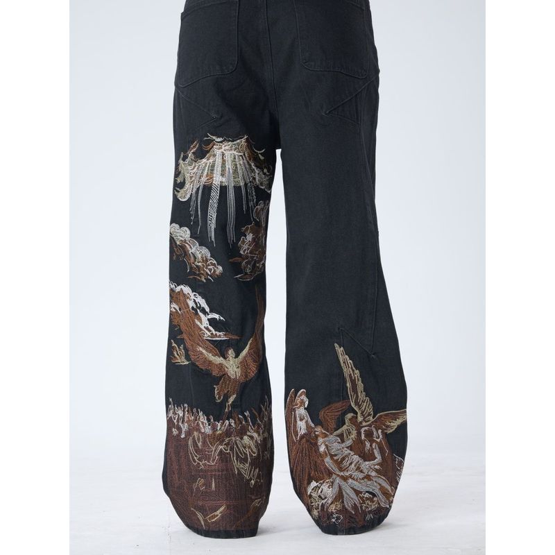 กางเกงยีนส์ปัก Lost Angel Straight Pants k