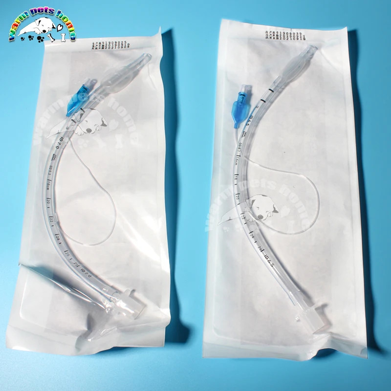 หลอด Tracheal พร้อมข้อมือ 2.5-10.0 มม. PVC แบบใช้แล้วทิ้งปราศจากเชื้อช่องปากจมูก Endotracheal Tube อุปกรณ์สัตวแพทย์