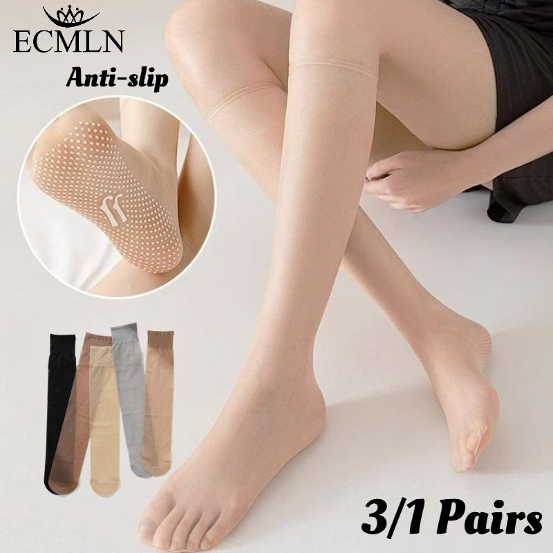 ECMLN 1/3 คู่แพ็คผู้หญิงครึ่งขา JK Lolita สบาย Breathable ถุงน่องฤดูร้อน Ultra Thin Anti Snag Anti Slip ถุงเท้าลูกวัว