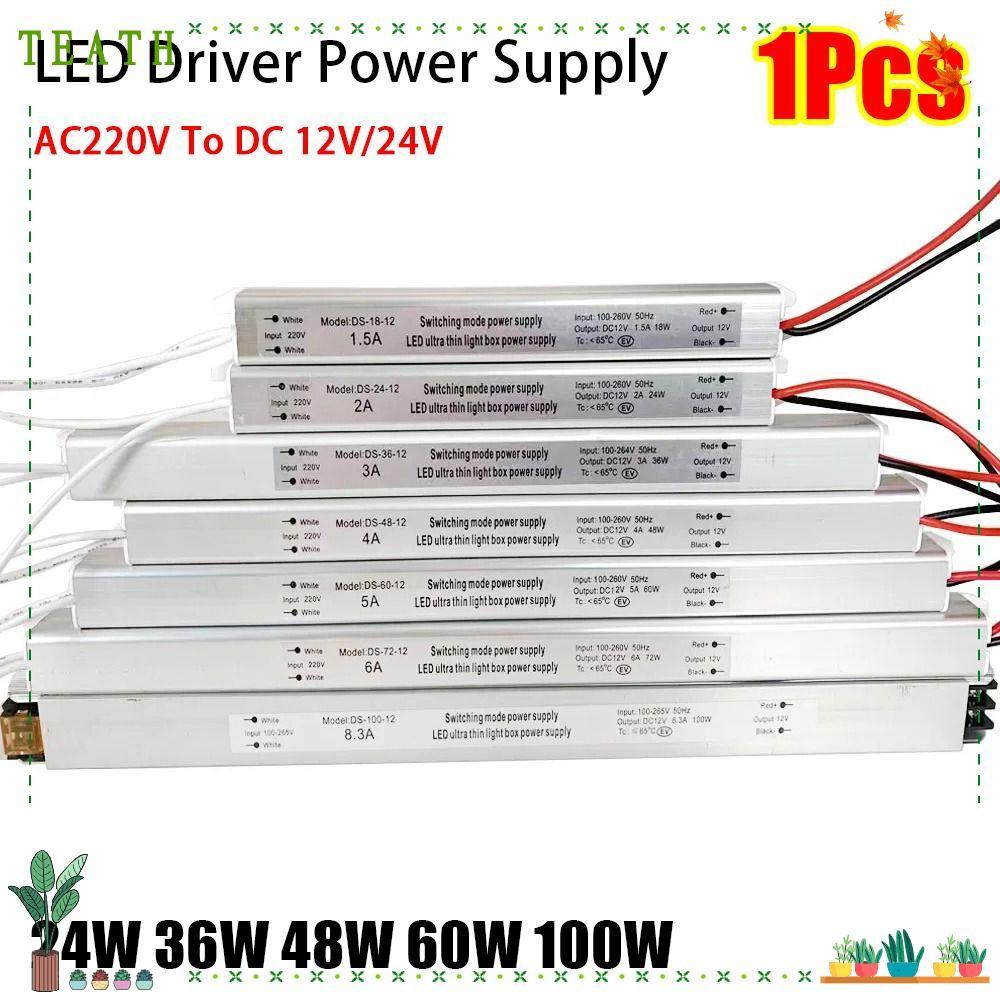 TEATH 1 ชิ้นสลับ LED Driver, Ultra Thin โฆษณาบอร์ดอะไหล่ LED Driver Power Supply, 24 W 36 W 48 W 60 W 100 W AC220 V ถึง DC 12 V/24 V หม้อแปลงไฟฟ้า