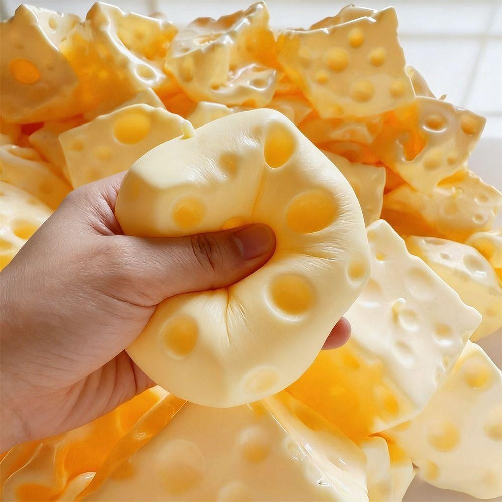Shapeable Jumbo Cheese Cube Stress Ball Non-Bounce Anti-Stress ชีสบีบ Fidget ของเล่น ASMR Sensory ขอ