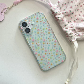 สําหรับ iphone Case 17 Pro Max 16 Pro Max 15 Pro Max เคสโทรศัพท์ลายดอกไม้สีเขียวโปร่งแสง