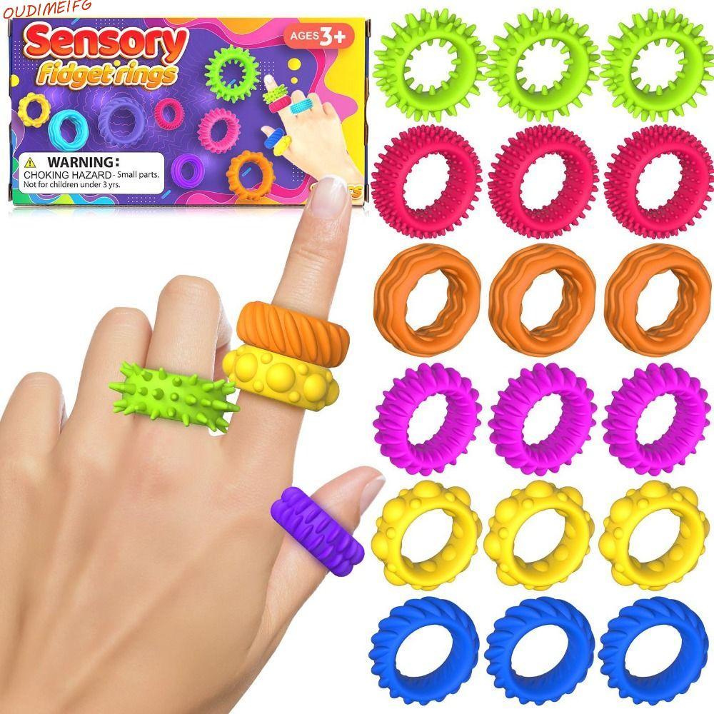 OUDIMEIFG เงียบ Decompressors แหวน,เคล็ดลับยืด Sensory Fidget แหวน,ซิลิโคนอ่อนนุ่มเพิ่มความสนใจที่ไม่ซ้ํากันซิลิโคน Sensory แหวน