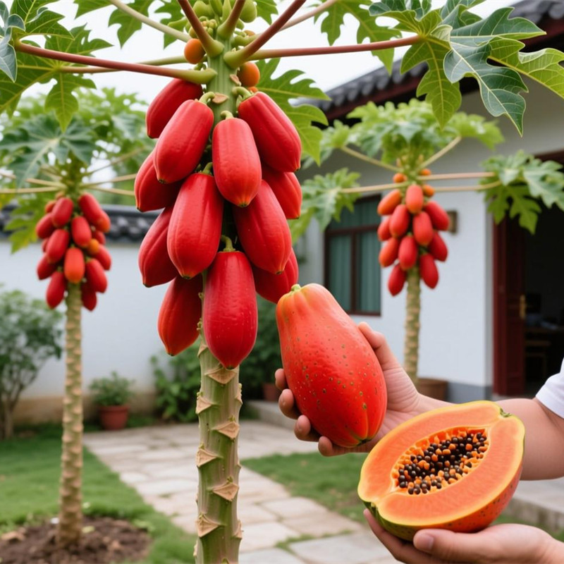 10seeds ปลูกง่าย Red Lady Papaya Plant Fruit Seed Dwarf Papaya Tree Seeds เมล็ดมะละกอฮอลแลนด์