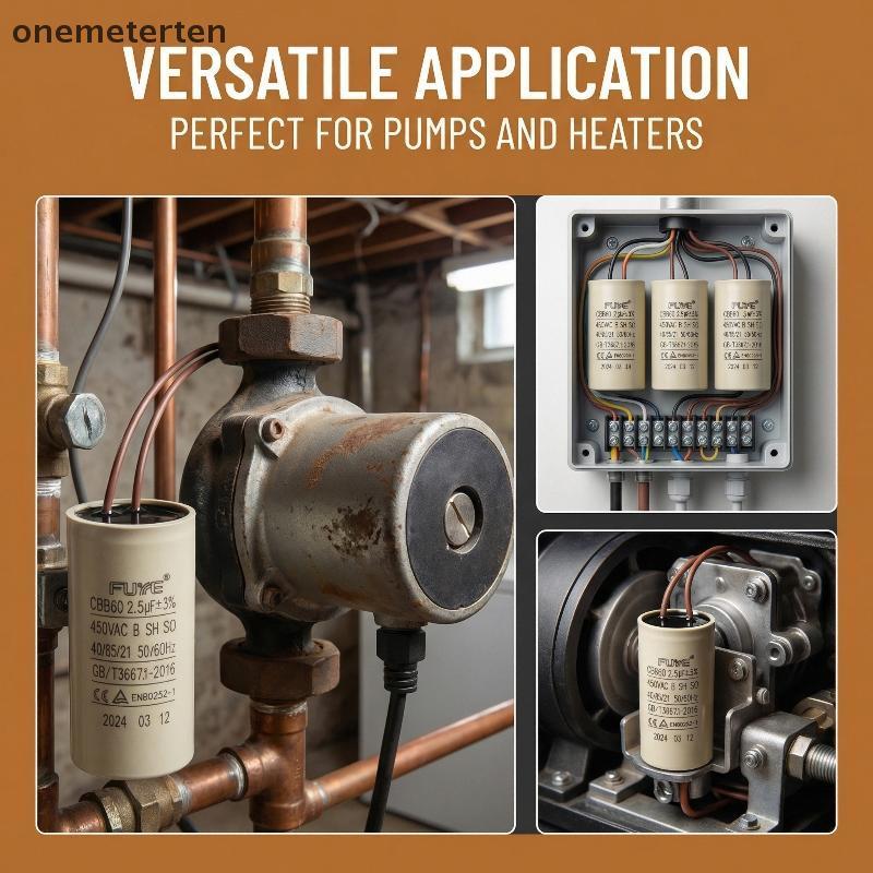 Rten 1/5 ชิ้น 2/2.5/3uF Capacitor สําหรับ Airpressors ความดันเครื่องซักผ้า CBB60 ตัวเก็บประจุสําหรับ
