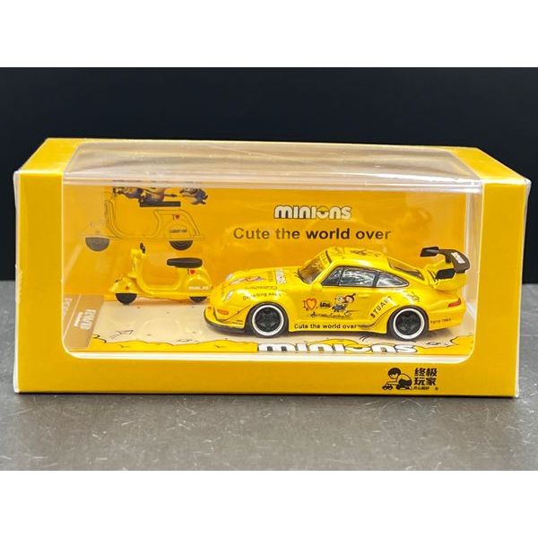 ZJWJ Model 1:64 
Porsche RWB Minions RWB993 with Scooter Accessory