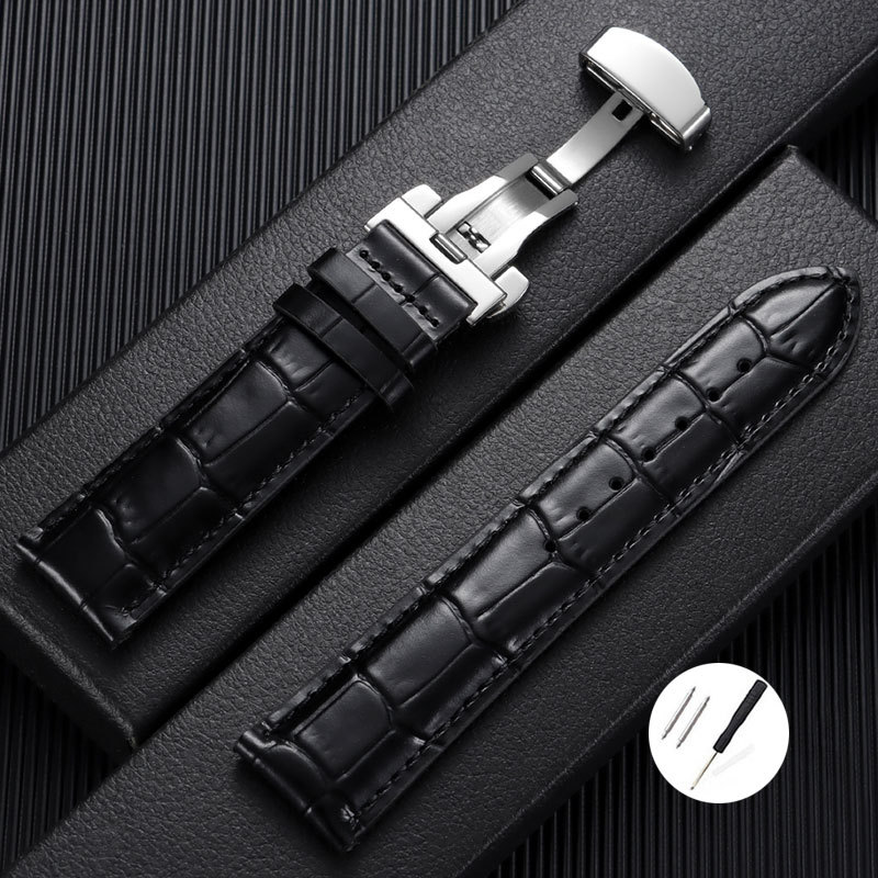 สายนาฬิกาหนังแท้สําหรับ Tissot Le Locle 1853 T41 T063 Seastar Carson หนังวัว 18 19 20 21 22 มม. หัวเข็มขัดผีเสื้อ สําหรับผู้ชายและผู้หญิง