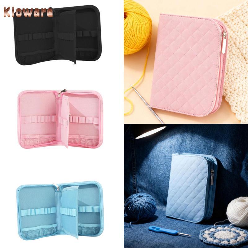 Kloware โครเชต์ Hook Case Storage Organizer กระเป๋าซิปกระเป๋าแบบพกพาโพลีเอสเตอร์ Double Layer Design สําหรับจัดระเบียบโครเชต์ตะขอและถักอุปกรณ์ Suitabl
