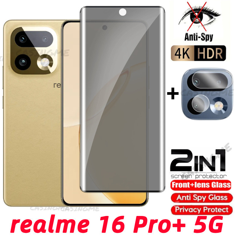 Realme 16 Pro+ 5G 2026 ฟิล์มกระจกนิรภัยกันเสือกเต็มจอ ป้องกันแอบมอง สําหรับ Realme 16 / Realme16 / 16x / 16T Pro Plus