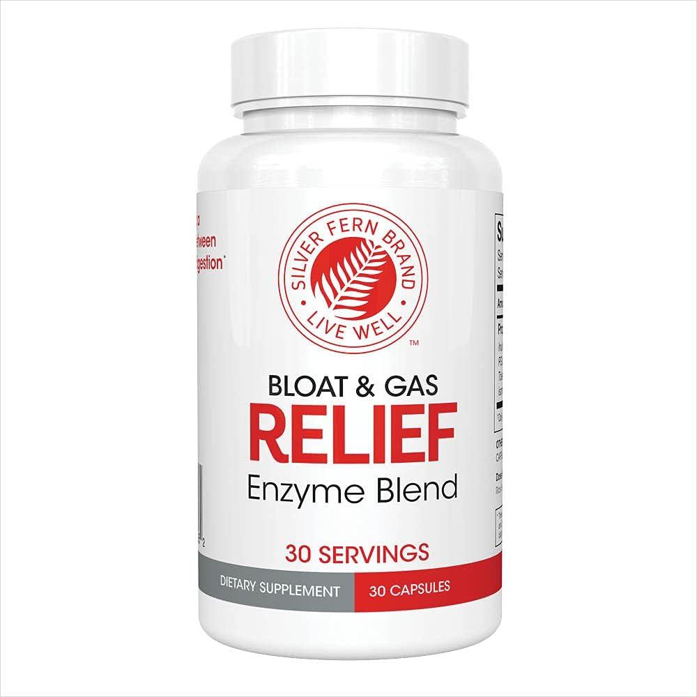 Silver Fern Bloat & Gas Relief Digestive Enzyme Blend - 1 Bottle = 30 Servings - FODMAP & Bloating D