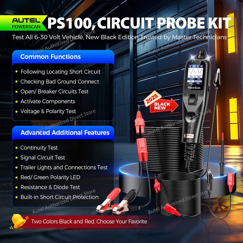Autel PowerScan PS100 Circuit Tester 12-24V ยานยนต์ AVOmeter เครื่องทดสอบเปิด/สั้น Breaker Finder ส่