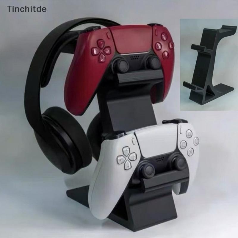 [Tinchitde] 3-in-1 PS5 Controller Stand สําหรับโต๊ะพร้อมชุดหูฟังผู้ถือ Gaming Organizer สําหรับ 2 เกมแพด & 1 หูฟัง Non-Charging Desktop Do [ที่ต้องการ]