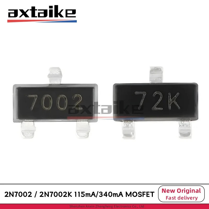 100PCS 2N7002 2N7002K LT1G 7002 702 72K 12W LW L2N7002KLT1G RK SOT-23 60V 340mA 115mA SMD N-channel 