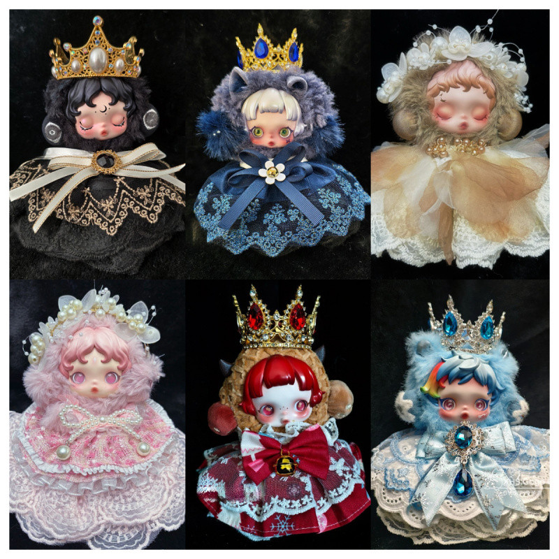 SKULLPANDA Light Luxury Crown Princess Dress Collection 14cm sp อุปกรณ์เสริมตุ๊กตาการ์ตูน พร้อมเสื้อผ้าเปลี่ยนชุด