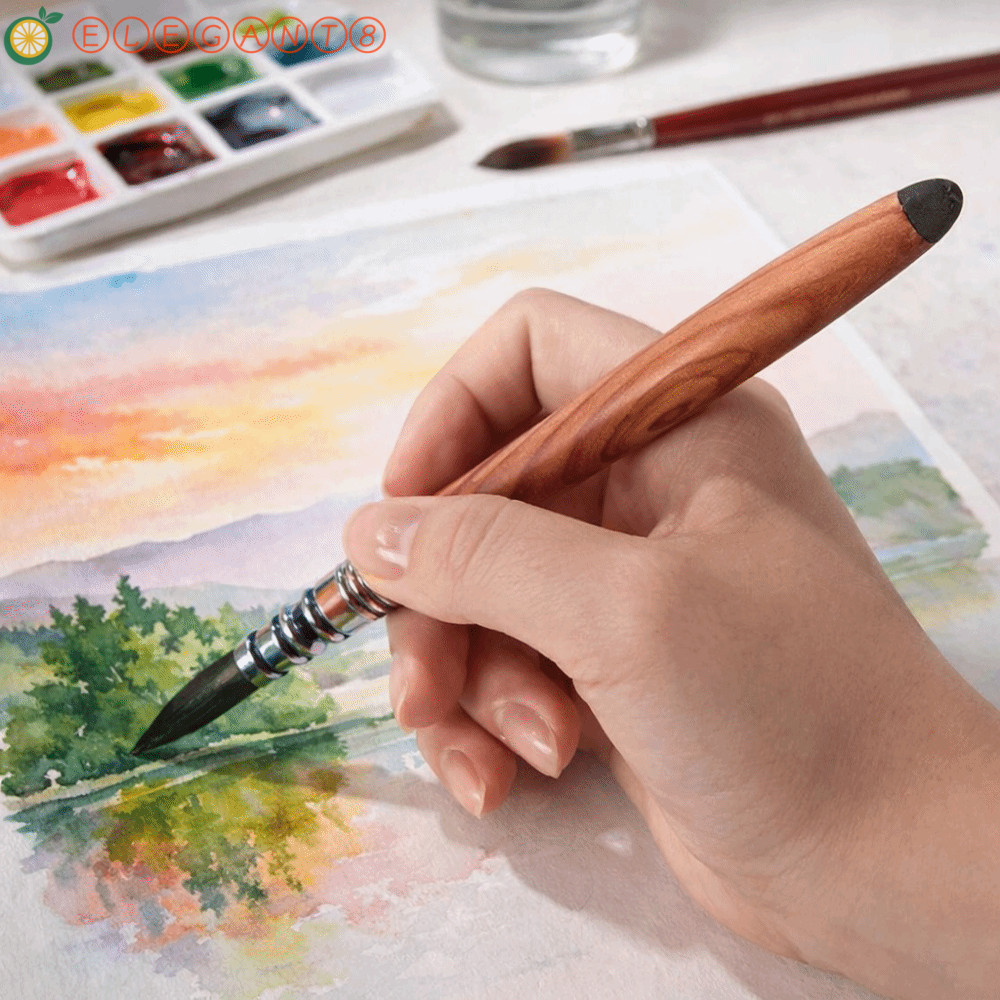 AELEGANT Art Brush, แปรงสีน้ําปลายกลมอ่อนคุณภาพสูง, หัวปากกาไนลอนไฟเบอร์ 2-in-1 Design ทั้งปลายใช้แปรงพิมพ์อุปกรณ์สีน้ํา